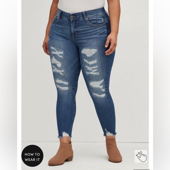torrid Denim - Torrid Women’s High-Rise Bombshell Skinny Stretch Deconstructed Size 24 R